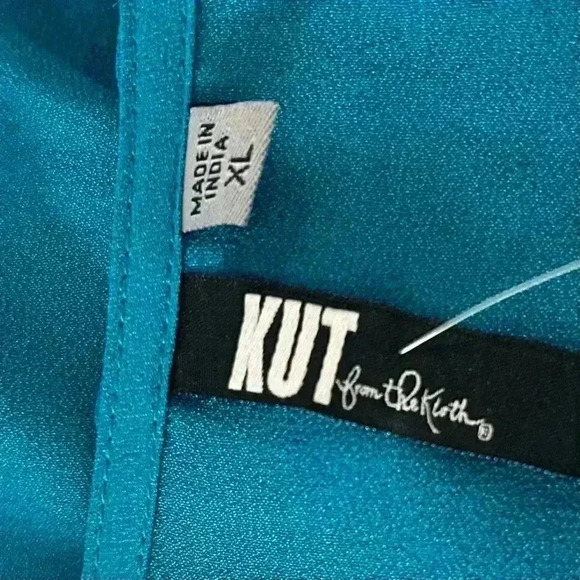 NWT KUT from the Kloth Women Blouse Sz XL Embellish Beaded Sheer Short Sleeve - Picture 8 of 10